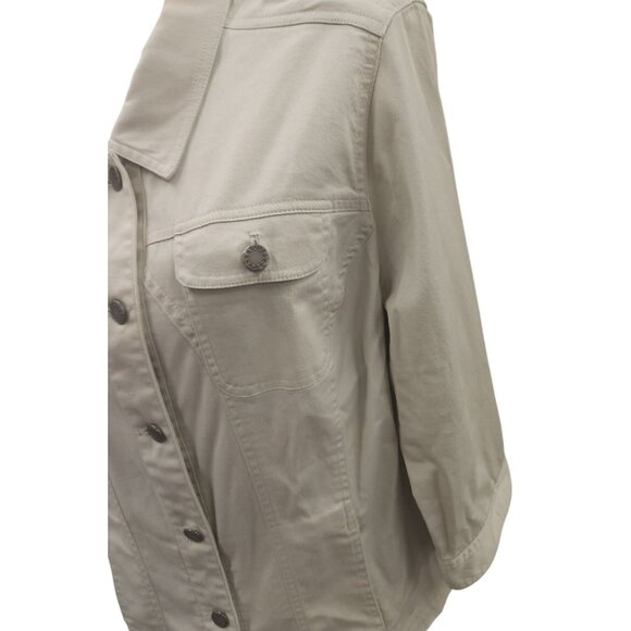 Christopher & Banks Beige Button Front Womens Jacket Size L Lightweight Casual - Picture 5 of 16